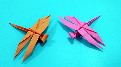 旋转竹蜻蜓折纸图片