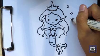 石头上的美人鱼简笔画 - 西瓜视频